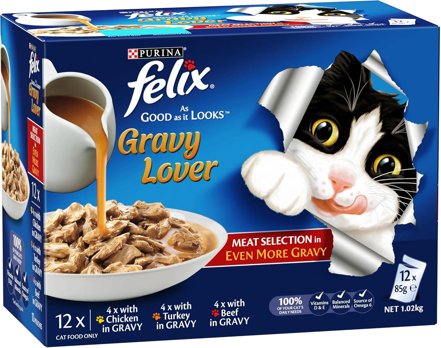 FELIX As Good As It Looks Adult Wet Cat Food Gravy Lover Meat Selection 60x85g