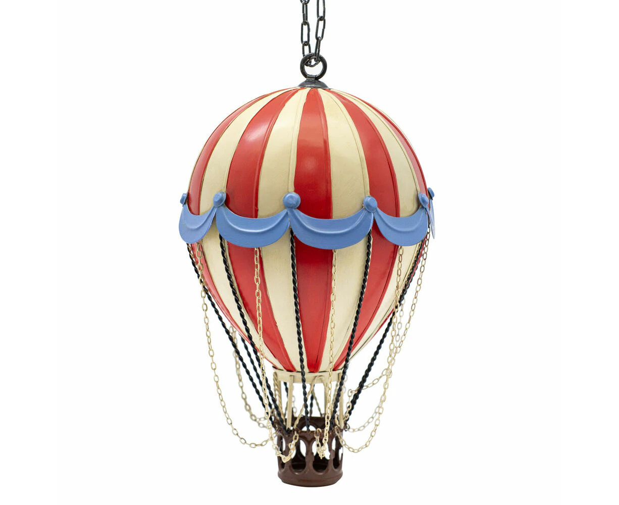 Boyle Small Handmade Hand-Painted Red & White Metal Balloon Ornament 32cm