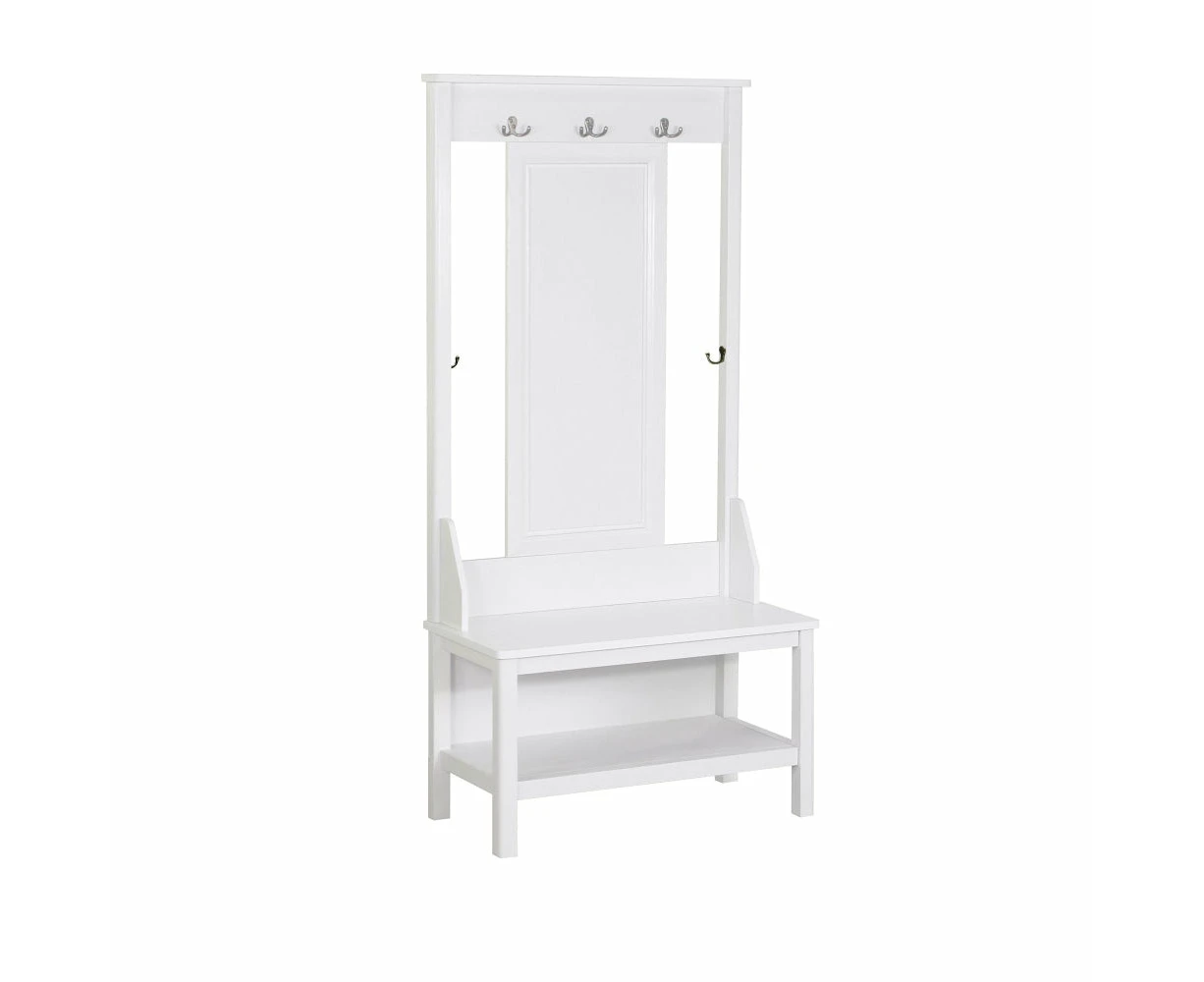 Maestro Furniture Hinton Modern Minimalist Coat Rack Hall Tree Shoe Cabinet - White