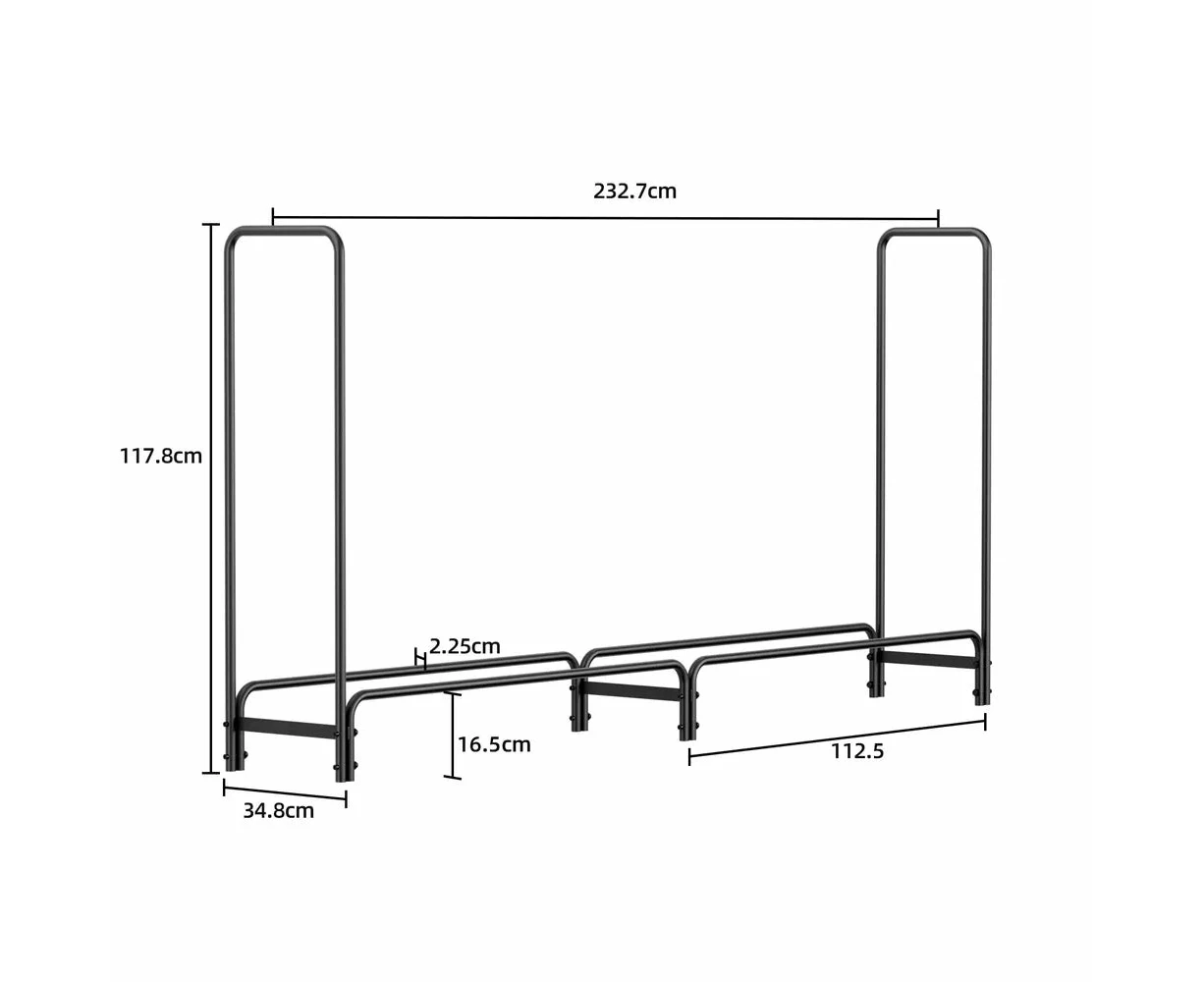 8ft Adjustable Metal Firewood Rack Outdoor Log Holder Stacker