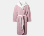 Bambury Unisex Reversible Sherpa Hooded Robe - Pink/White