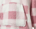 Bambury Kids' Check Sherpa Hoodie - Pink/White