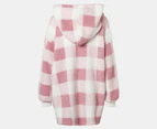 Bambury Kids' Check Sherpa Hoodie - Pink/White