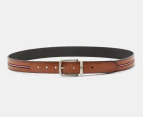 Tommy Hilfiger Reversible Feather Edge Nickel Belt - Tan/Black