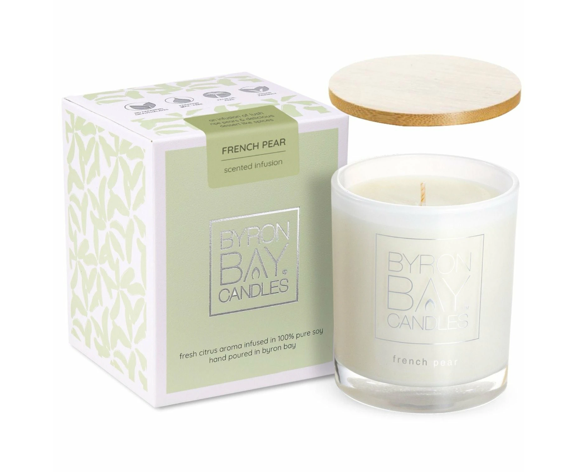 Byron Bay Candles | Scented Pure Soy Candle & Refill Candle Twin Gift Set - French Pear