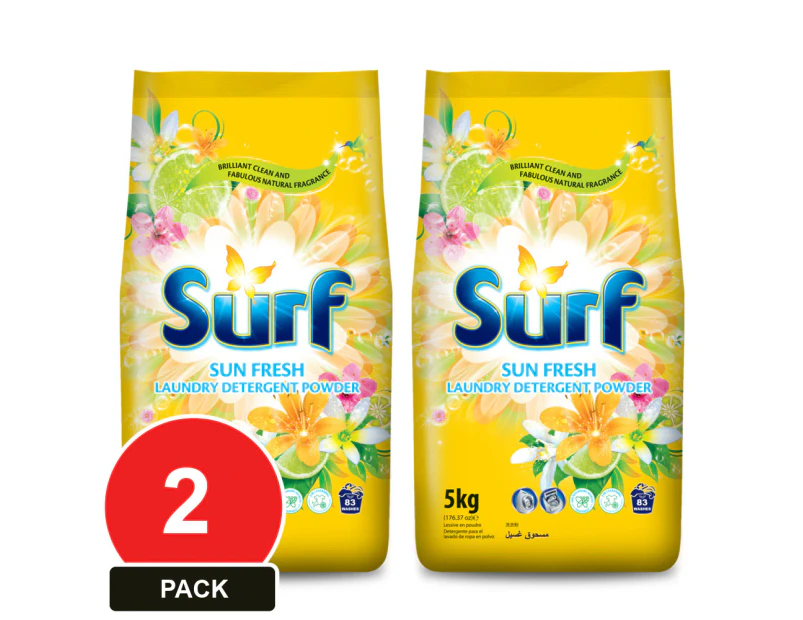 2 Pack, Surf 10kg Laundry Detergent Powder Sun Fresh (2 X 5kg Bags)