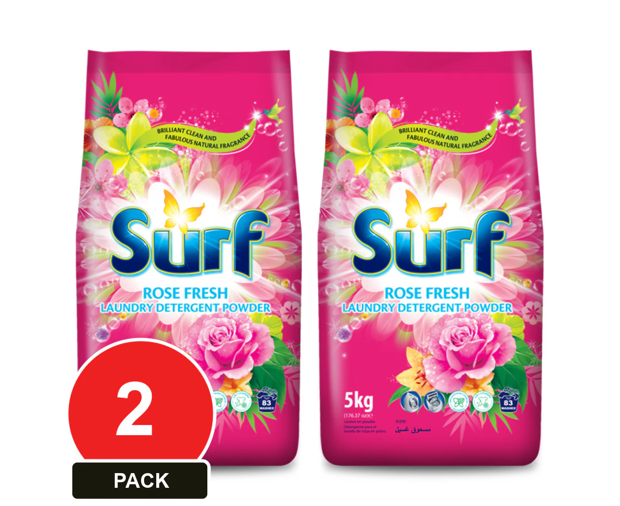 2 Pack, Surf 10kg Laundry Detergent Powder Rose Fresh (2 X 5kg Bags)