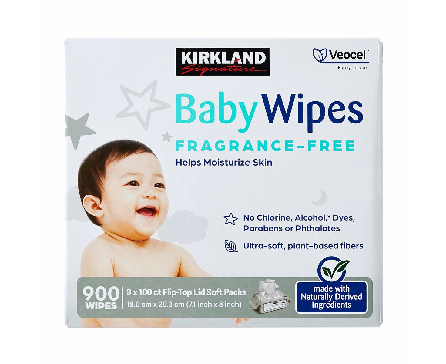 Kirkland Signature Fragrance Free Baby Wipes 9 x 100 Pack