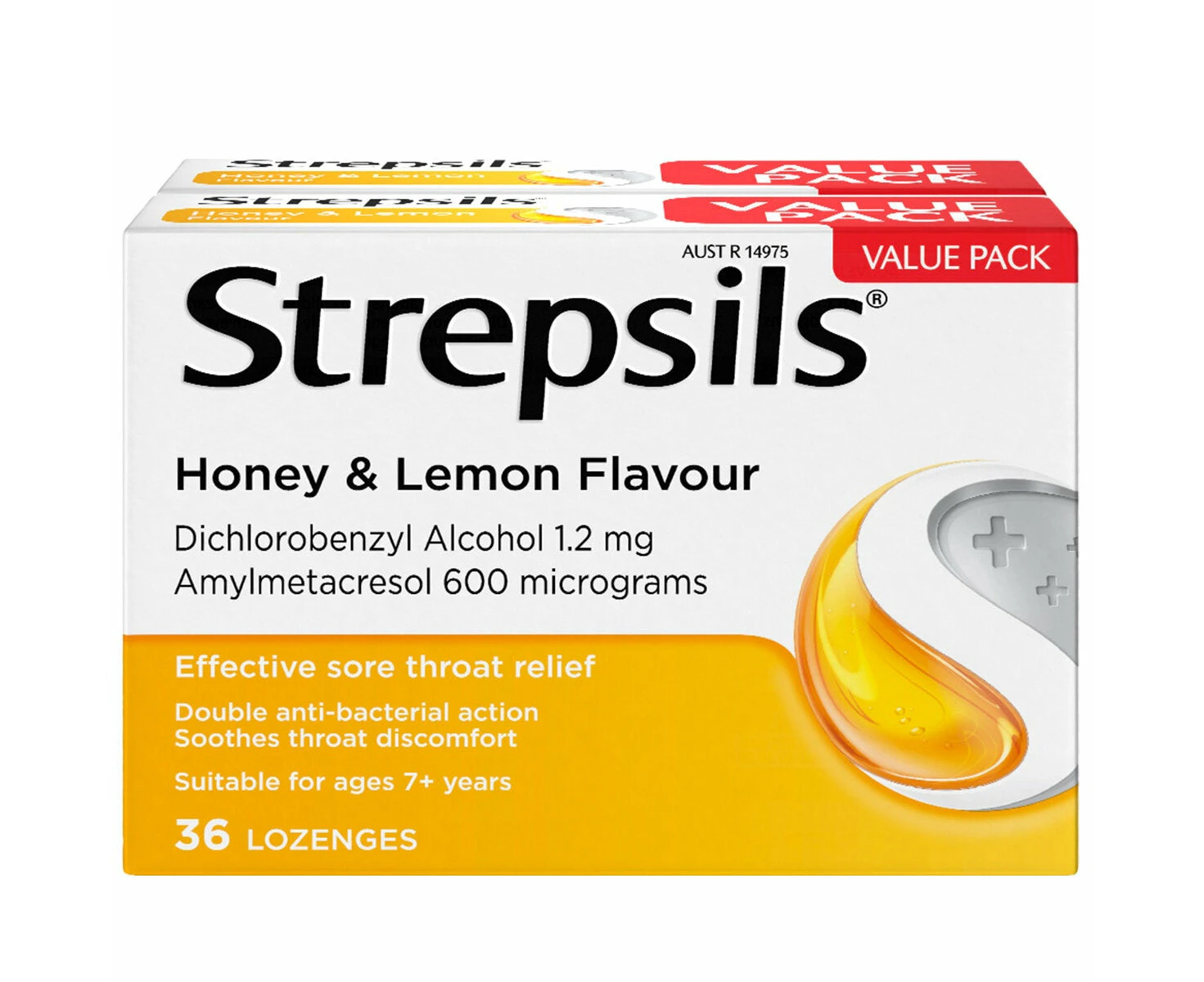 Strepsils Honey & Lemon Lozenges 2 x 36 Count