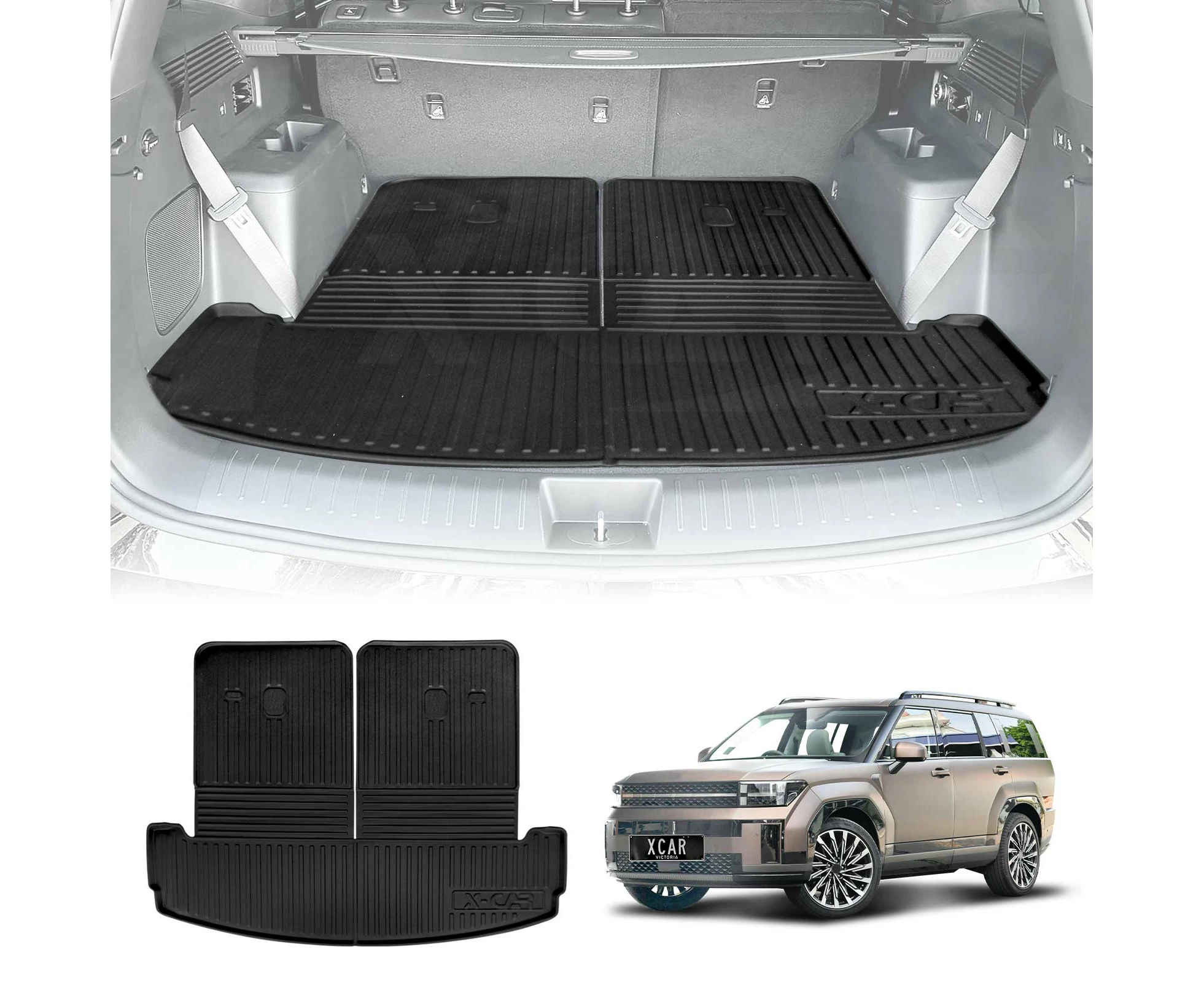 3D All Weather Boot Liner for Hyundai SantaFe Santa Fe 6/7 Seater 2024-2025 Heavy Duty Cargo Trunk Cover Mat Luggage Tray