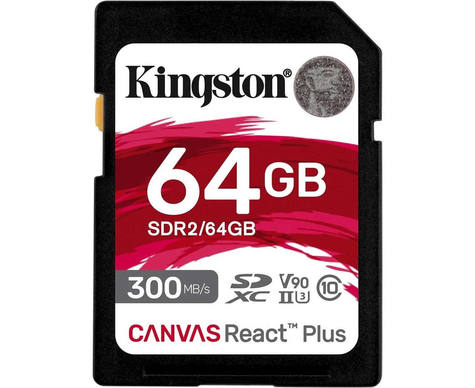 Kingston Canvas React Plus SDR2 64 GB Class 10/UHS-II (U3) V90 SDXC - 300 MB/s Read - 260 MB/s Write