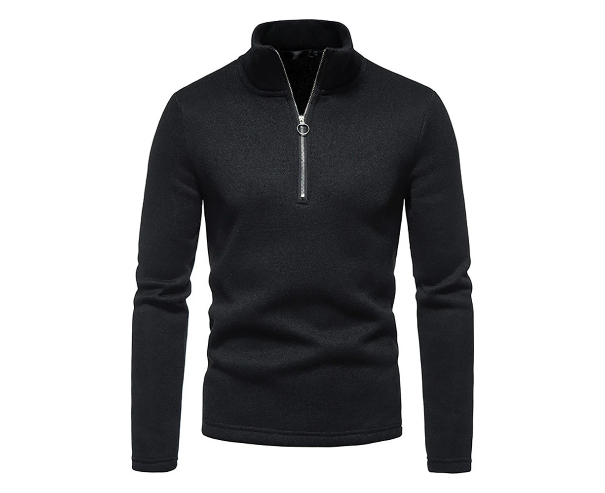 Men 1/2 Zip High Collar Pullover Long Sleeve Shirt Top