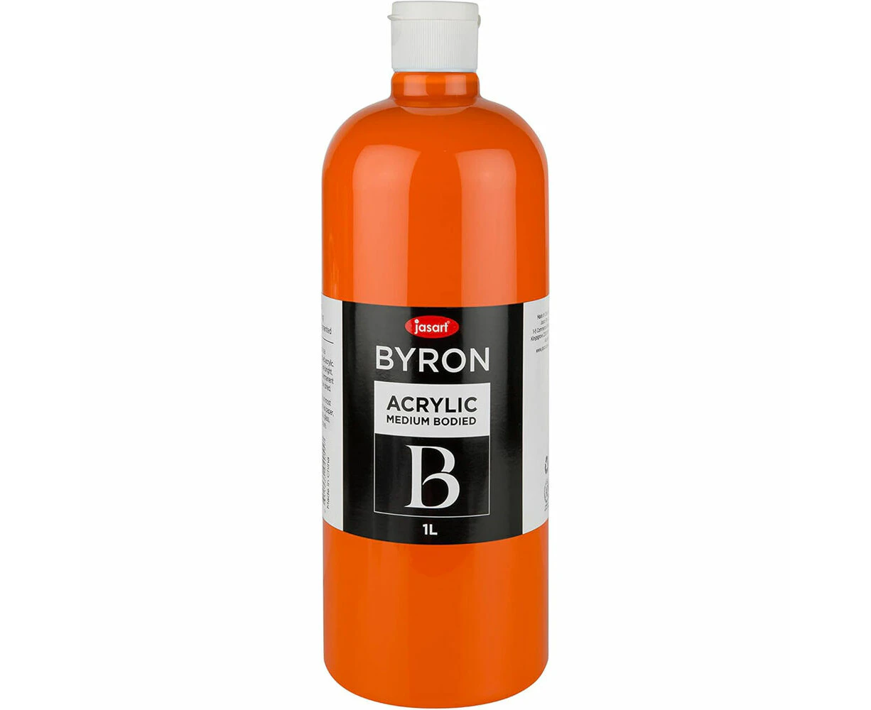 Jasart Byron 1L Acrylic Paint Bottle Medium-Bodied Art/Craft Painting Orange