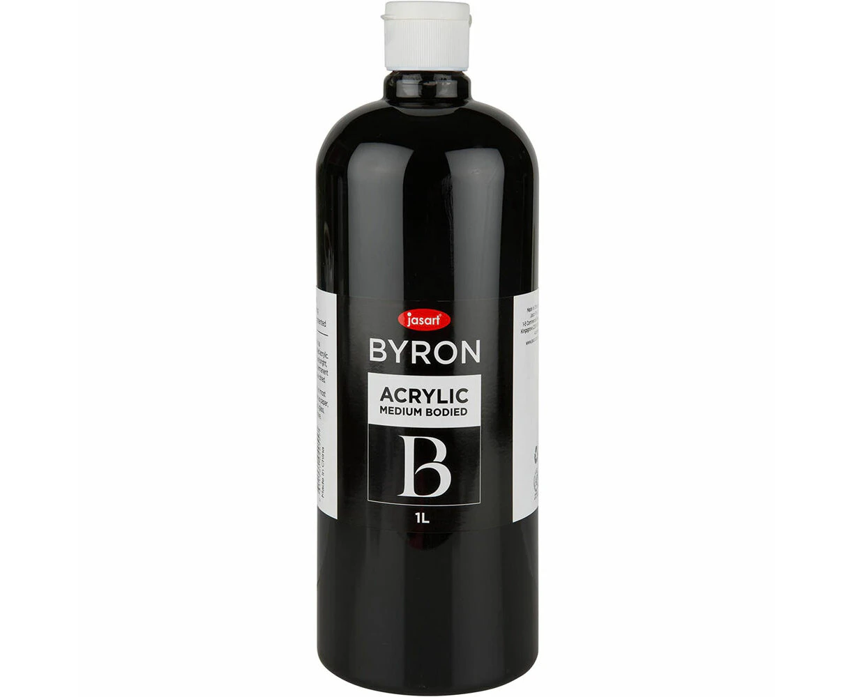 Jasart Byron 1L Acrylic Paint Bottle Medium-Bodied Art/Craft Painting Black