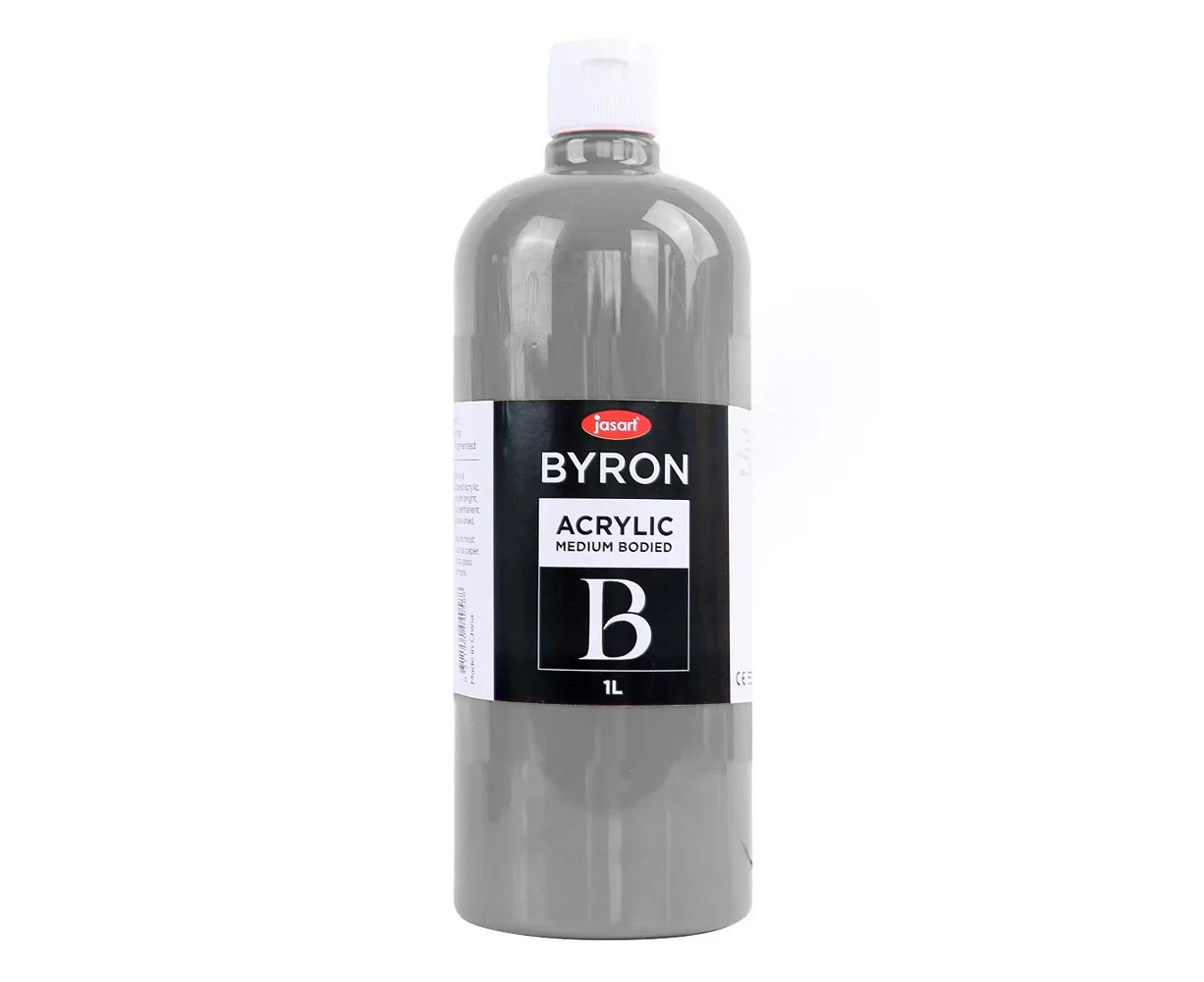 Jasart Byron 1L Acrylic Paint Bottle Medium-Bodied Art/Craft Painting Silver