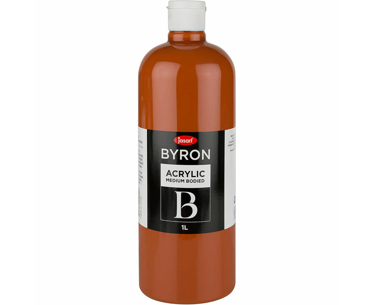 Jasart Byron 1L Acrylic Paint Bottle Medium-Bodied Art/Craft Painting Red Oxide