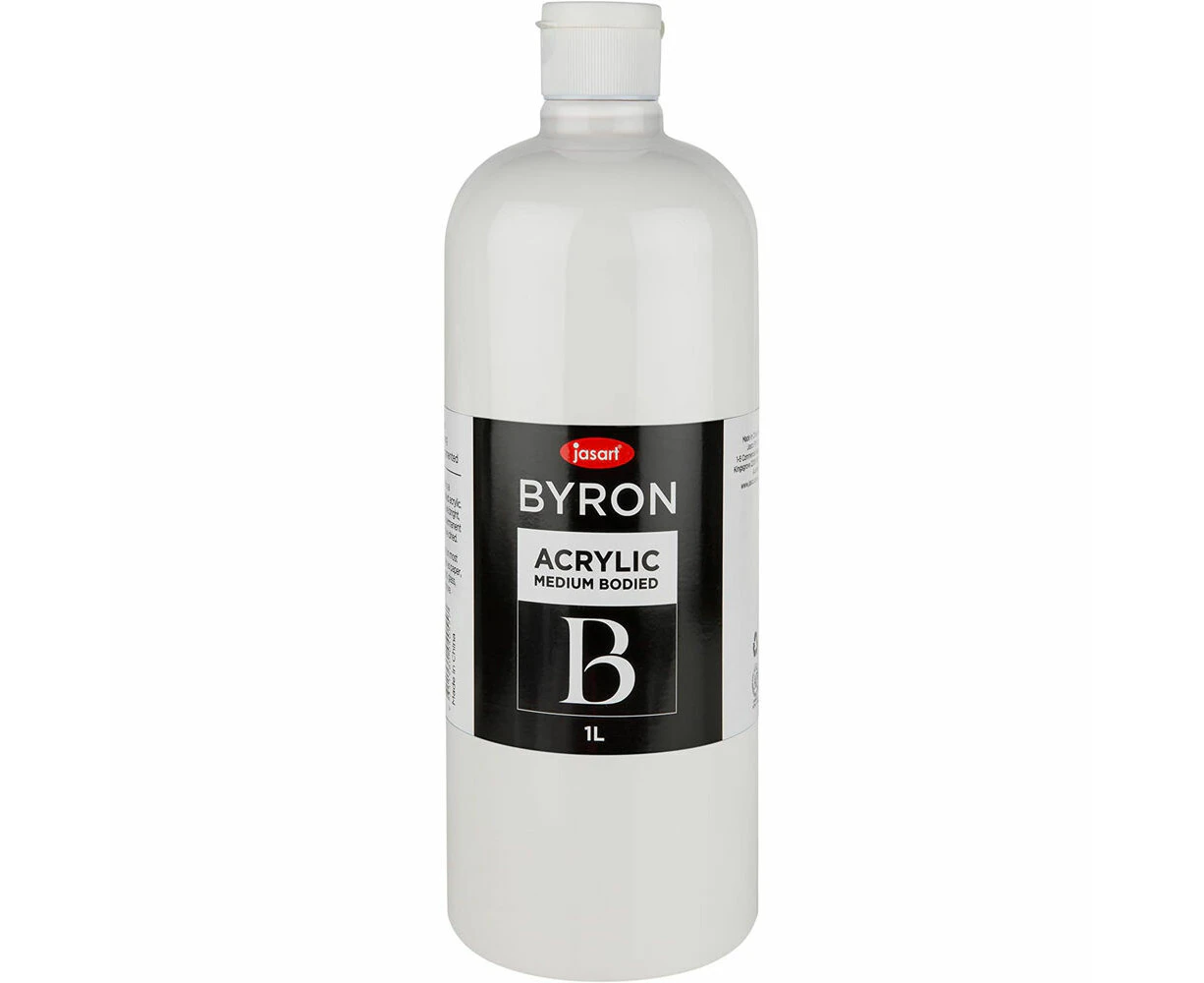 Jasart Byron 1L Acrylic Paint Bottle Medium-Bodied Art/Craft Painting White