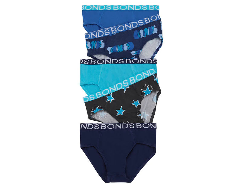 Bonds Boys' Briefs 5-Pack - Blue/Navy/Light Blue/Black/Bonds Bubble