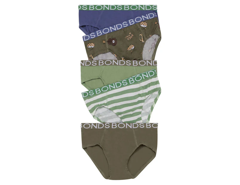 Bonds Boys' Briefs 5-Pack - Green/Brown/Blue