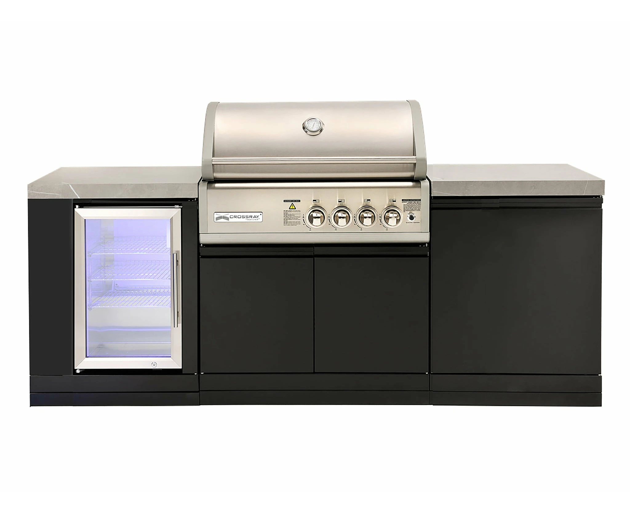 CROSSRAY Compact 4-Burner BBQ Outdoor Kitchen - One Fridge (Fridge ships separately mid-March)