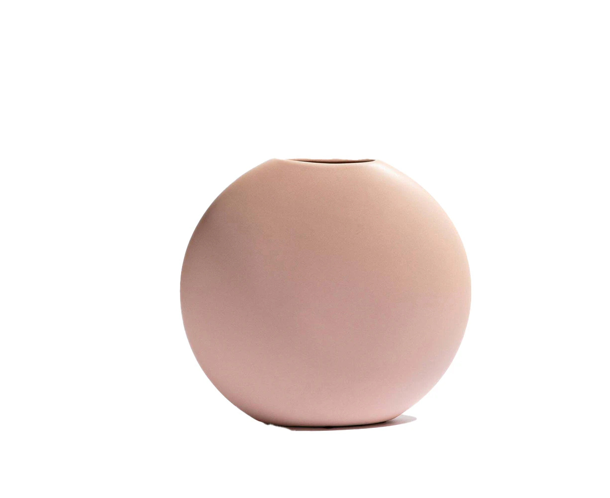 Ben David Round Flat Flower Vase Medium Blush Decorative Home/Lounge Decor