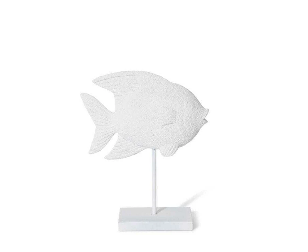 E Style 25cm Resin Tropical Fish Stand Sculpture Figurine Ornament White