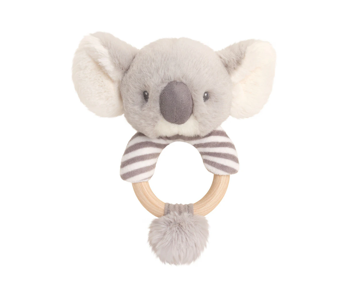 Keeleco Baby Koala RingRattle Plush Interactive Fun Play Hand Toy 14cm Grey 3+