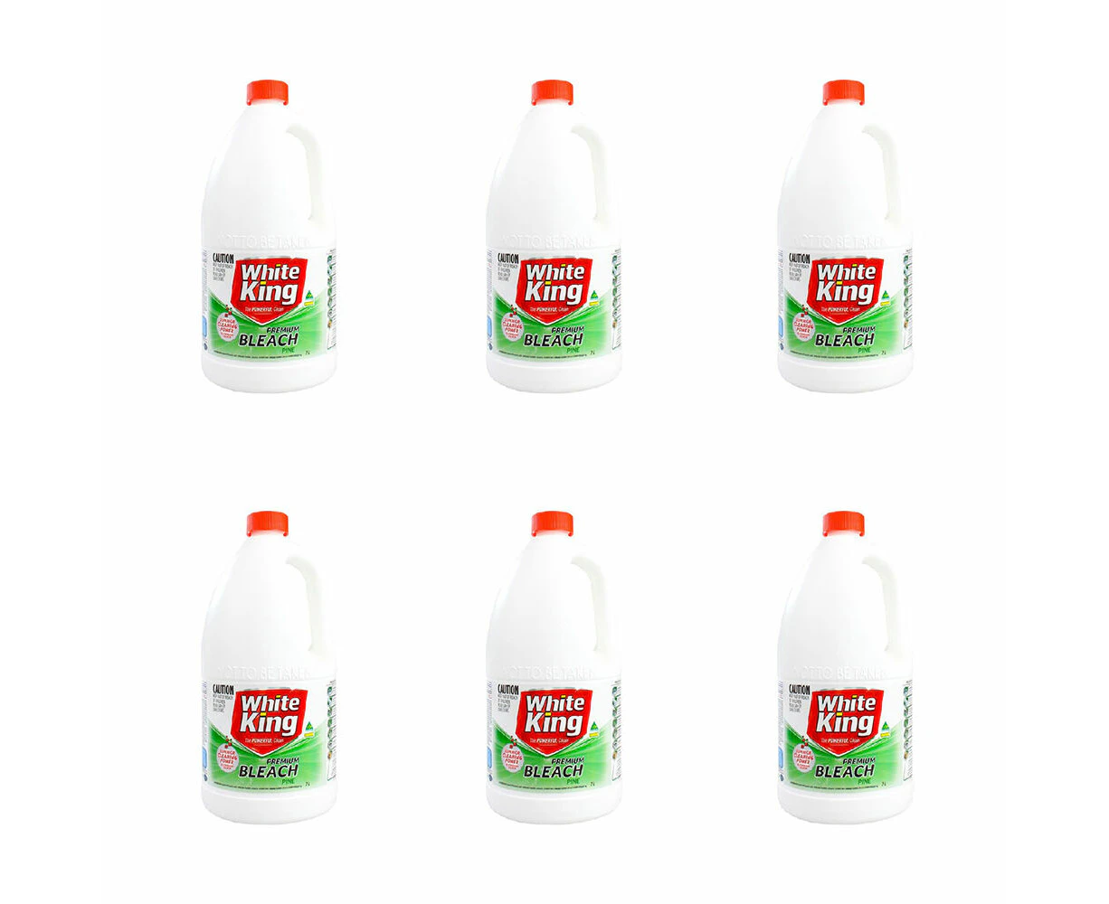 6PK White King 2L Premium Bleach Pine Kitchen/Bathroom Toilet Cleaning Liquid