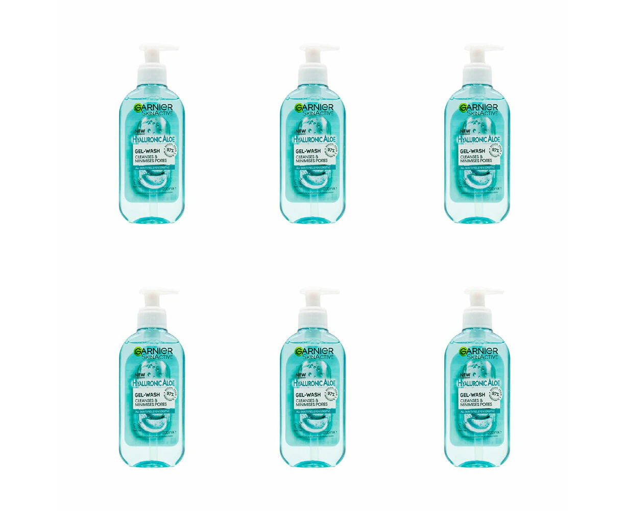 6x Garnier Skin Active Hyaluronic Aloe Gel Cleanser 200ml