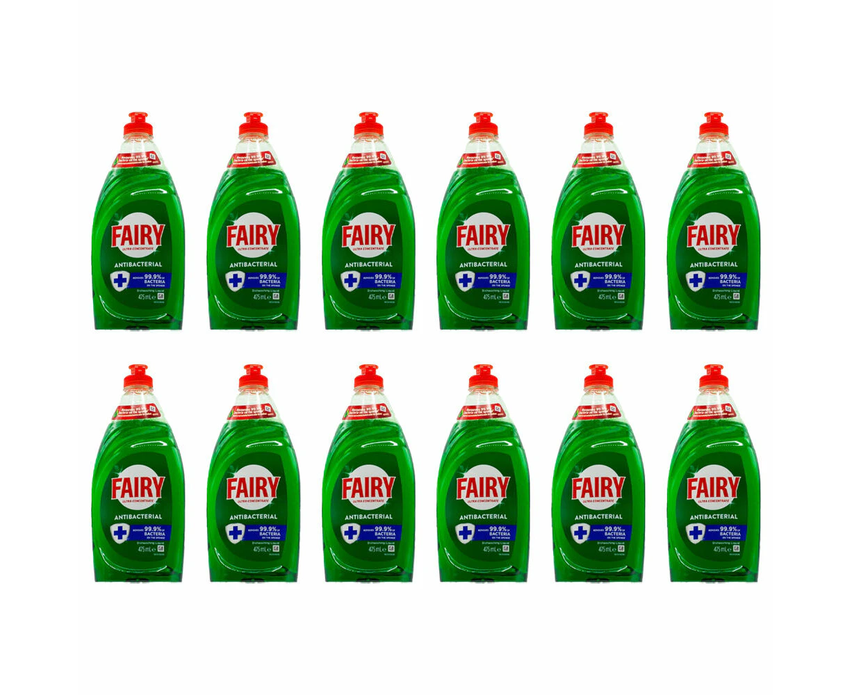 12PK Fairy 475ml Dishwashing Liquid Antibacterial Ultra Plate/Cup Cleaning Soap