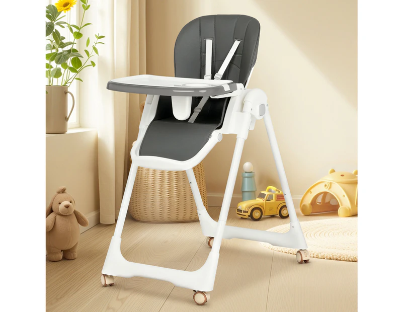 Advwin 3-in-1 Folding Baby Highchair Adjustable Toddler Feeding Chair Baby Eating Chair, Gray