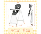 Advwin 3-in-1 Folding Baby Highchair Adjustable Toddler Feeding Chair Baby Eating Chair, Gray