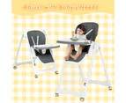 Advwin 3-in-1 Folding Baby Highchair Adjustable Toddler Feeding Chair Baby Eating Chair, Gray