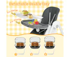 Advwin 3-in-1 Folding Baby Highchair Adjustable Toddler Feeding Chair Baby Eating Chair, Gray