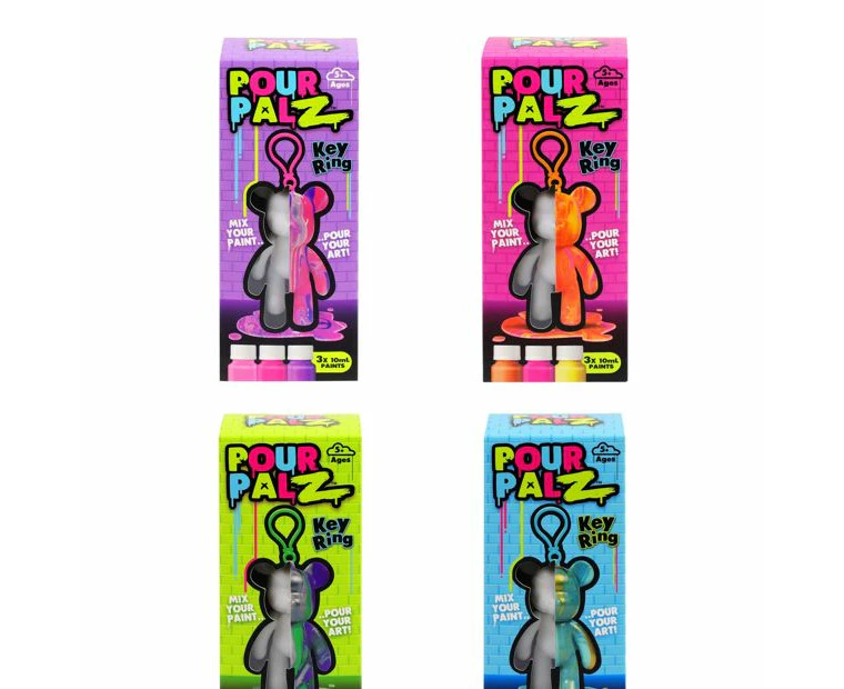 PourPalZ Paint Pouring Art Bear Keyring - Assorted*