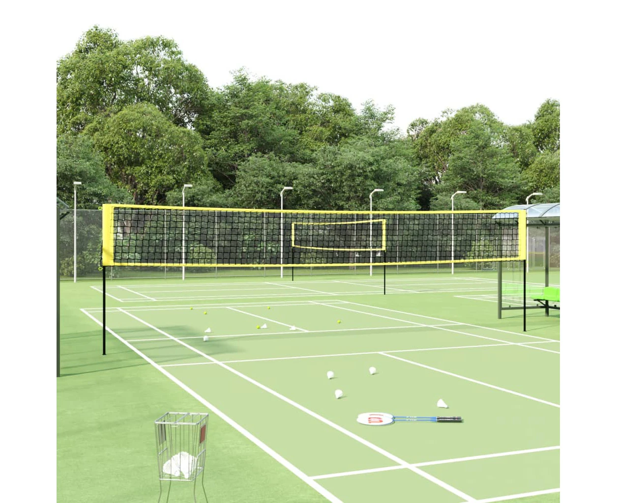 Portable Outdoor Badminton Volleyball Tennis Net Set with Carrying Bag Yellow Black