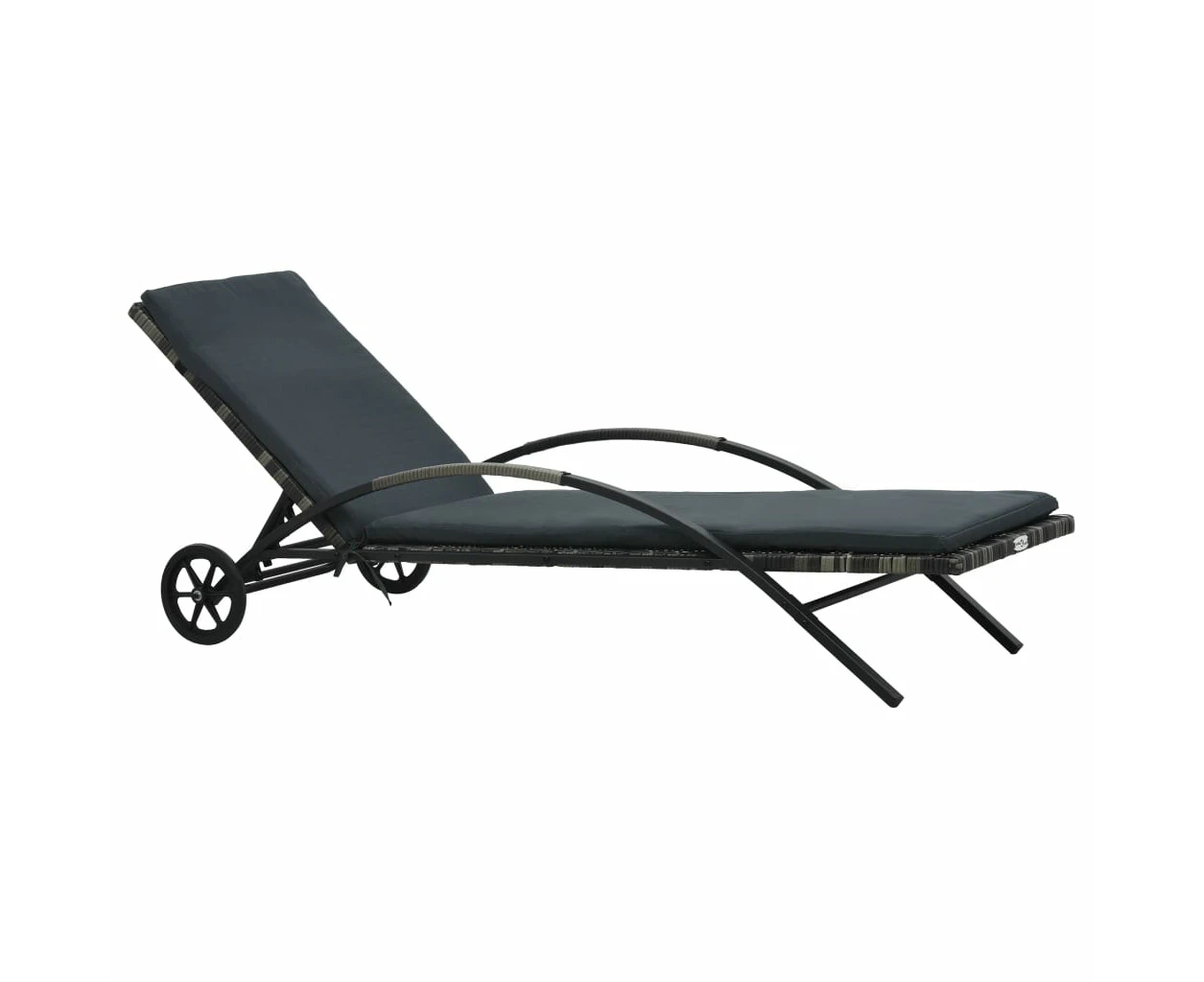 Adjustable Rattan Sun Lounger with Cushion Weatherproof Garden Patio Furniture