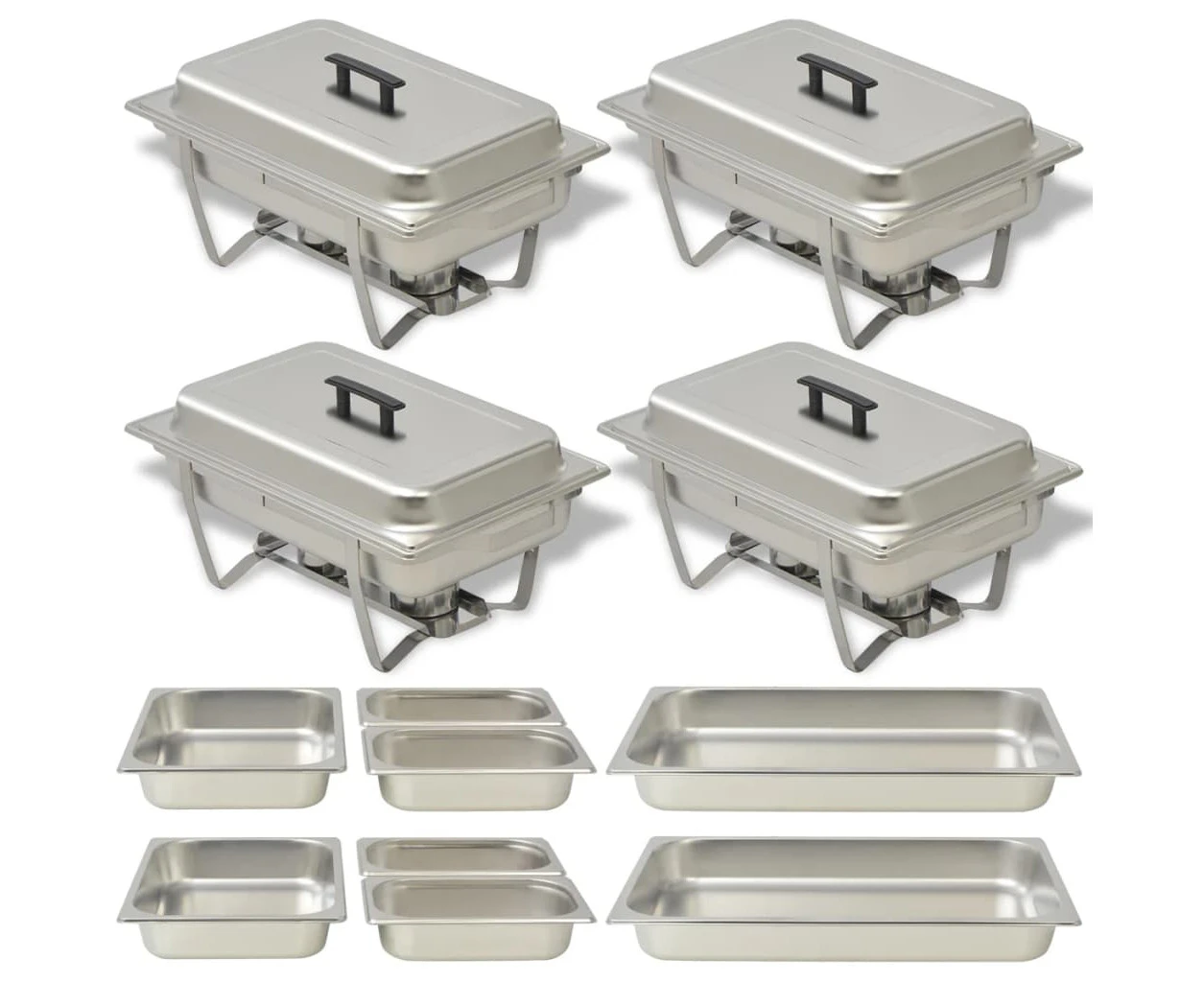 4 Piece Chafing Dish Set Stainless Steel Food Warmer Catering Buffet Party