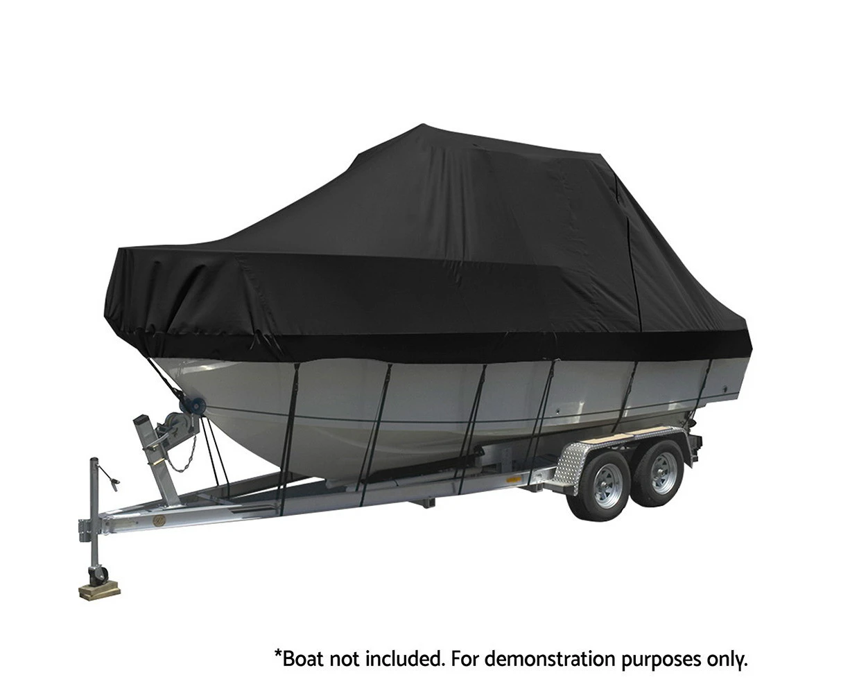 Boat Cover 25-27ft Trailerable Jumbo Marine 600D Heavy Duty Black UV Resistant