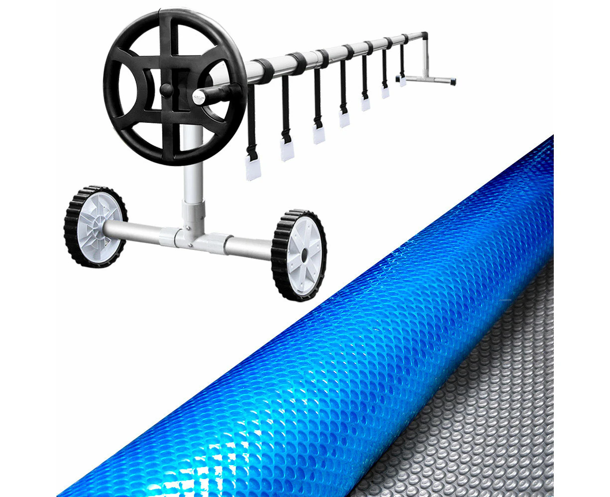 6.5x3m Solar Pool Cover 500 Micron & 4m Roller Adjustable Aluminium Set