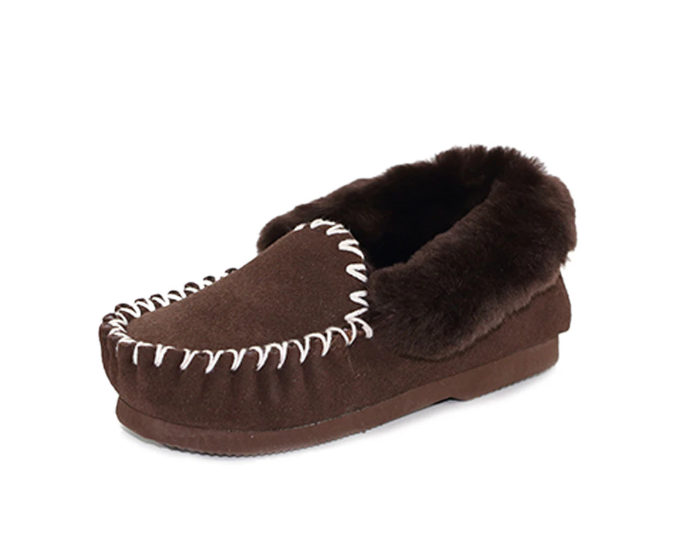 UGG Moccasins Unisex 100% Premium Australian Sheepskins Slippers-Chocolate