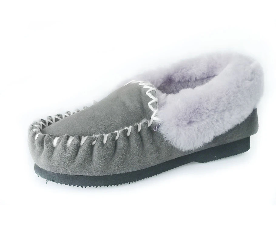 UGG Moccasins Unisex 100% Premium Australian Sheepskins Slippers-GreyPurple