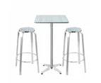 Gardeon 3-Piece Outdoor Bar Set Bistro Table Stools Adjustable Square Cafe