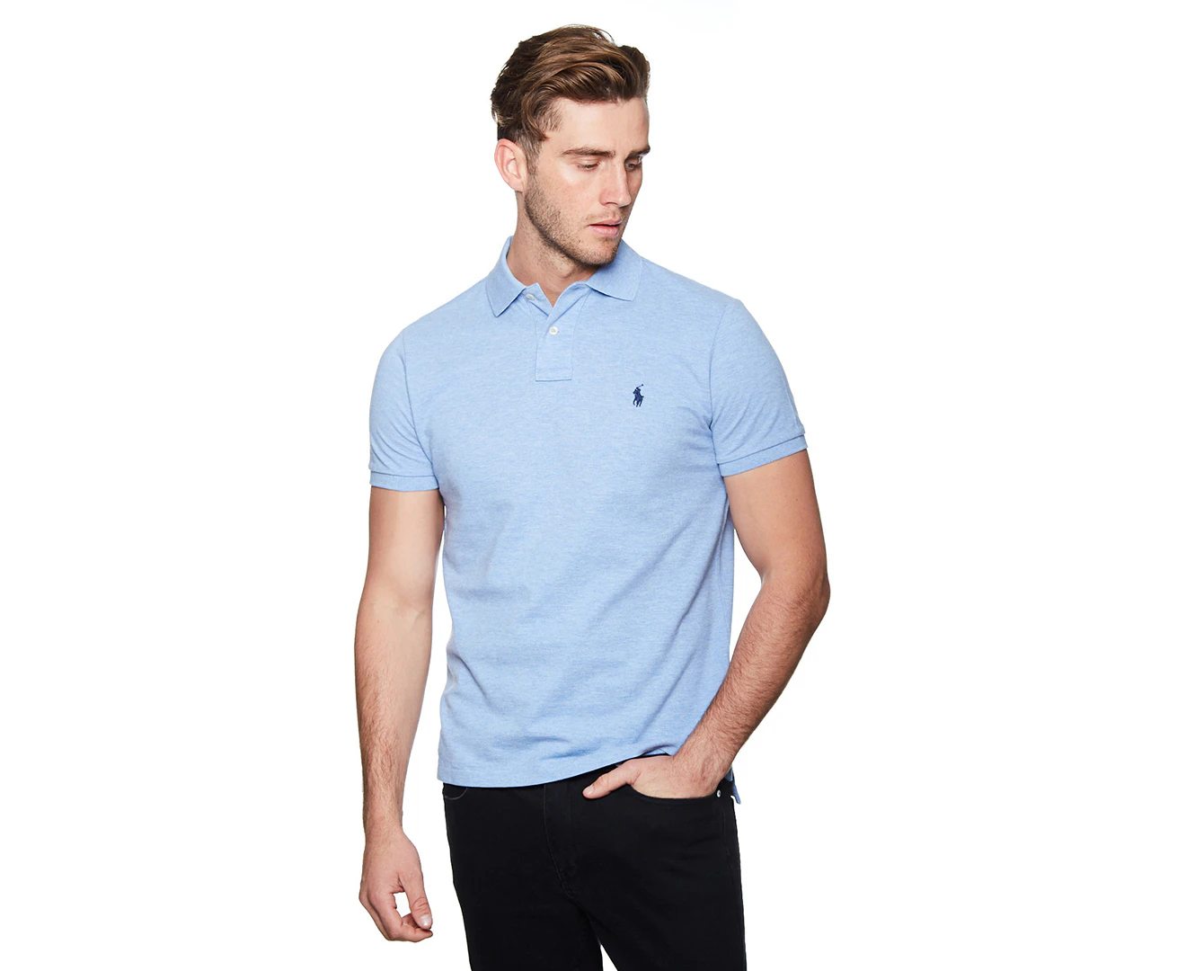 Polo Ralph Lauren Men's Mesh Custom Slim Fit Polo Shirt - Isle Heather