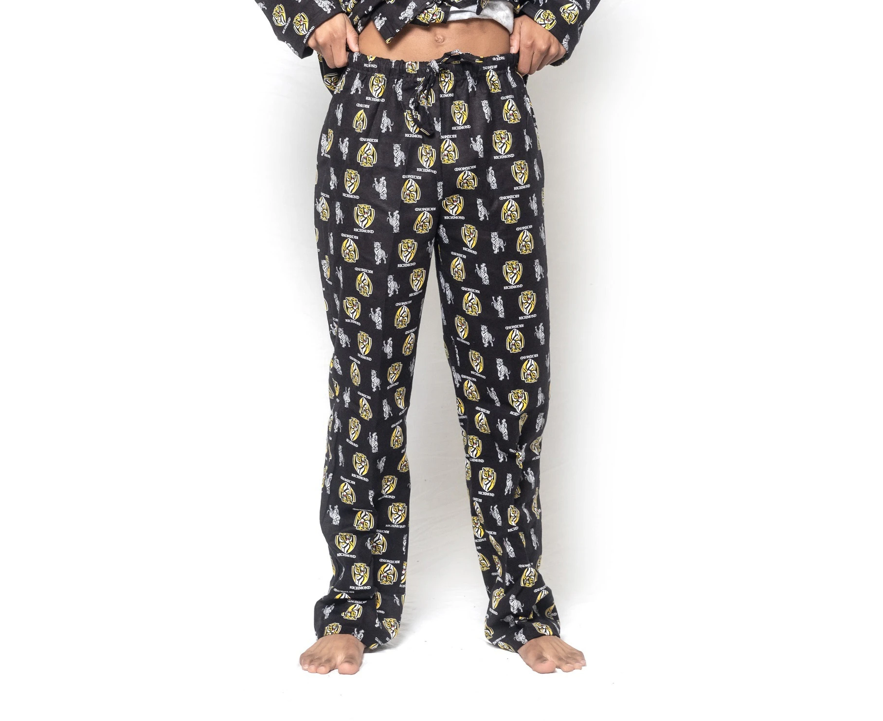 Mens AFL Official Richmond Tigers Cotton Flannelette PJS Pants