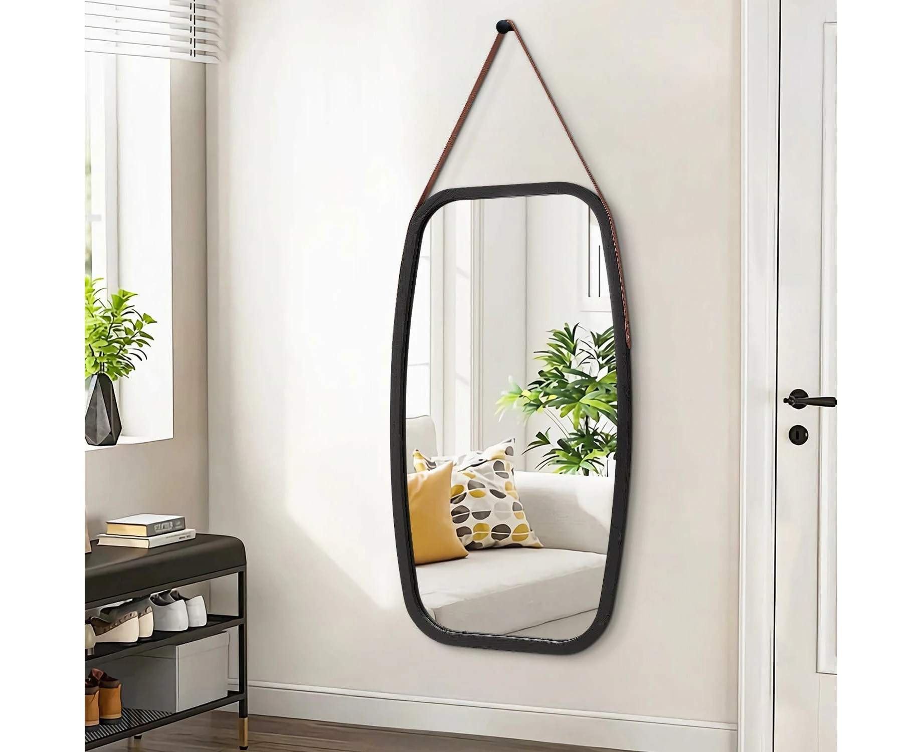 Black Wall Mirror Large 30"x17" Vintage Hanging Mirror with Wood Frame Decorative Rectangle Mirror for Bedroom Living Room Bathroom Entryway