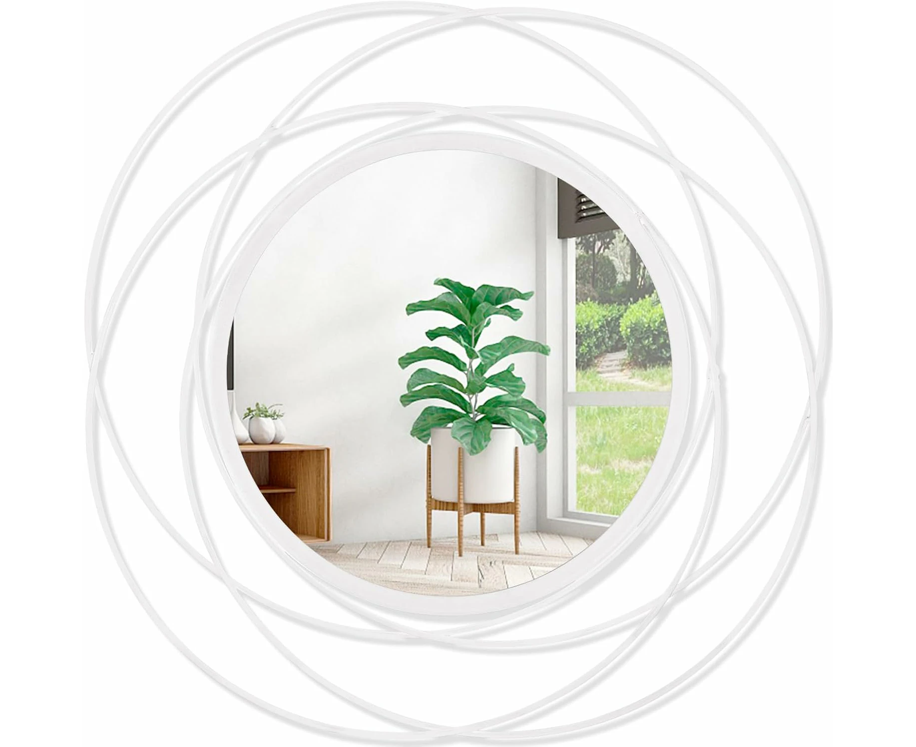 24 i h Round Mirror White, Circle Wall Mirror for Bathroom Vanity,Large Circle Mirror for Wall Decor, for Living Room Bathroom Bedroom Hallway Balcon