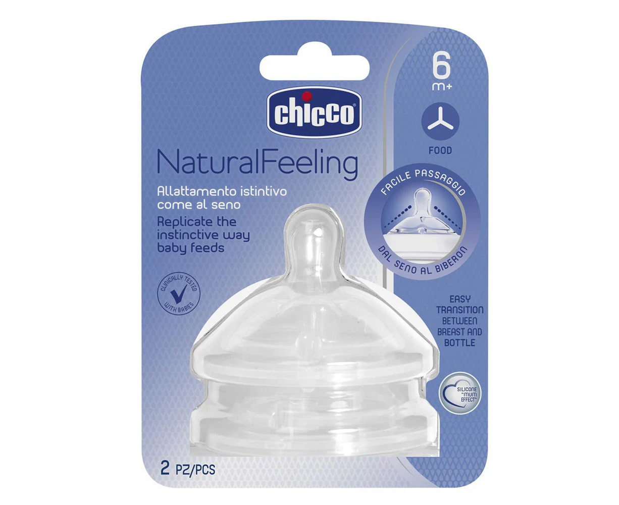 Chicco Nursing NaturalFeeling Food Flow Silicone Teat Baby/Toddler Feeding 6m+