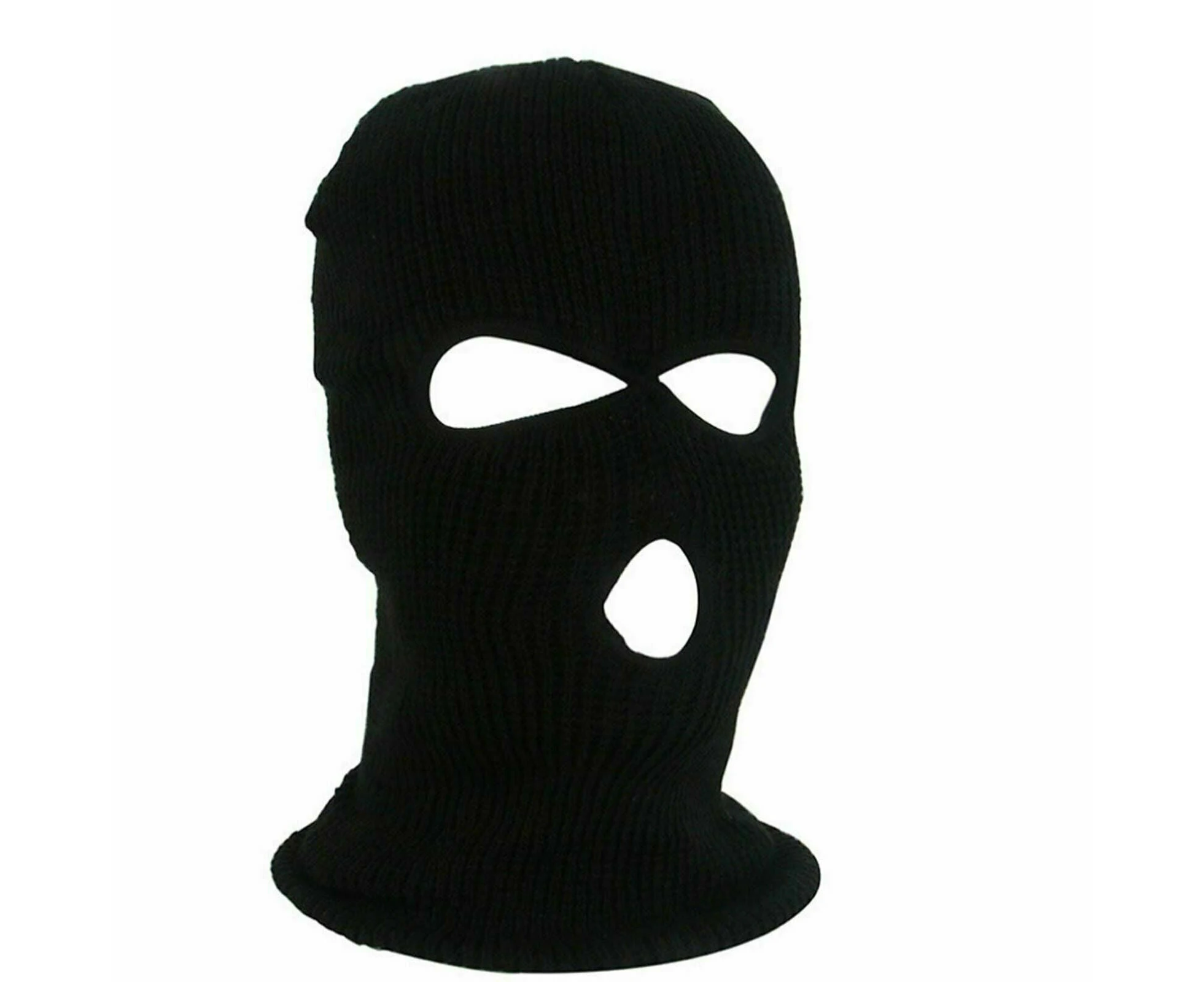 3 Hole Full Face Ski Mask Winter Cap Balaclava Hood Beanie Warm Tactical Hat - Black