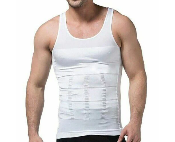 Men Slimming Body Shaper Tummy Shapewear Male  Vest Model  White Underwear